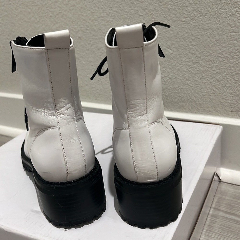 Halston Heritage White Lois Combat Boot - Picture 5 of 7